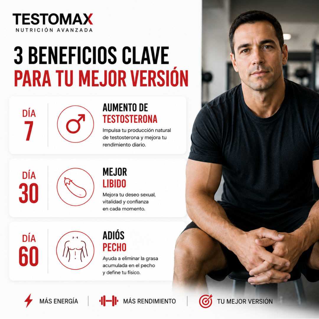 TestoMax™ | Reduce Naturalmente la Grasa del Pecho y Recupera tu Testosterona